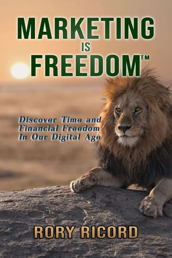 Marketing is Freedom book cover with lion by Rory Ricord